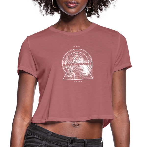 Alpha + Omega White Women's Bella + Canvas Cropped T-Shirt - mauve