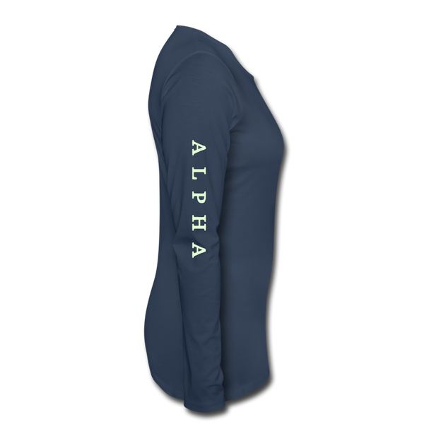 Alpha + Omega White Women's Premium Long Sleeve T-Shirt - navy