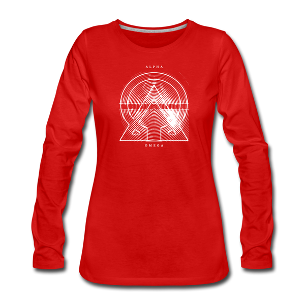 Alpha + Omega White Women's Premium Long Sleeve T-Shirt - red