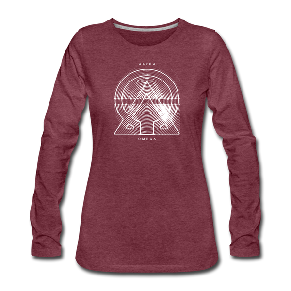 Alpha + Omega White Women's Premium Long Sleeve T-Shirt - heather burgundy