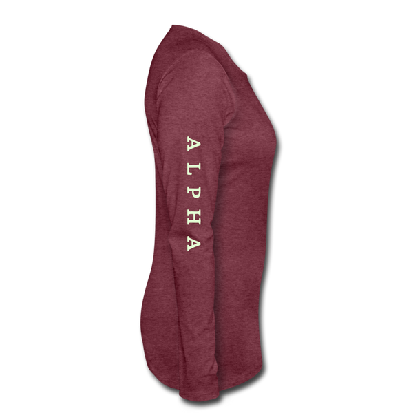 Alpha + Omega White Women's Premium Long Sleeve T-Shirt - heather burgundy