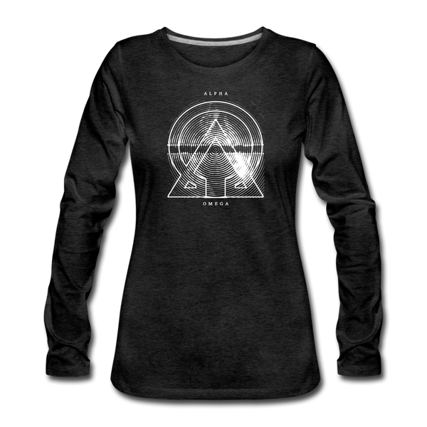 Alpha + Omega White Women's Premium Long Sleeve T-Shirt - charcoal gray