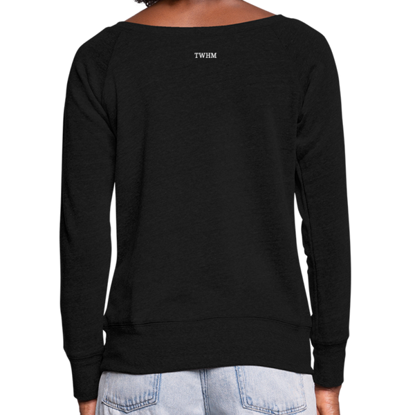 Alpha + Omega White Women's Bella + Canvas Wideneck Sweatshirt - black