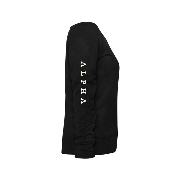 Alpha + Omega White Women's Bella + Canvas Wideneck Sweatshirt - black