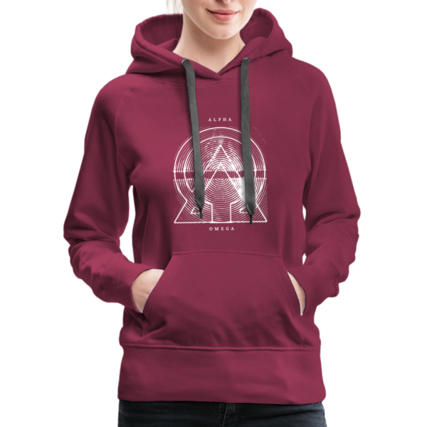 Alpha + Omega White Women’s Premium Hoodie - burgundy