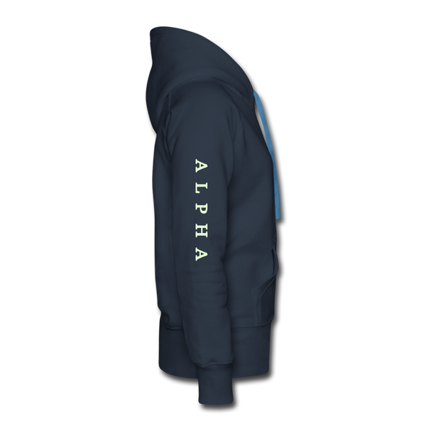 Alpha + Omega White Women’s Premium Hoodie - navy