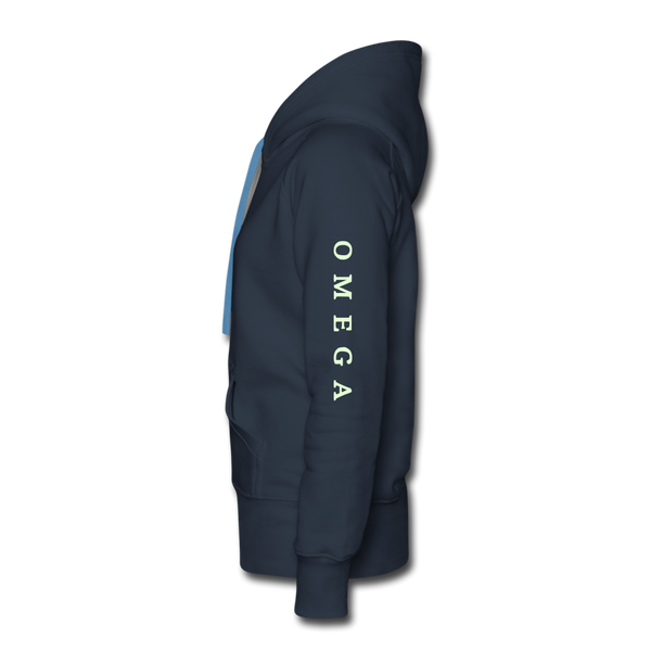 Alpha + Omega White Women’s Premium Hoodie - navy