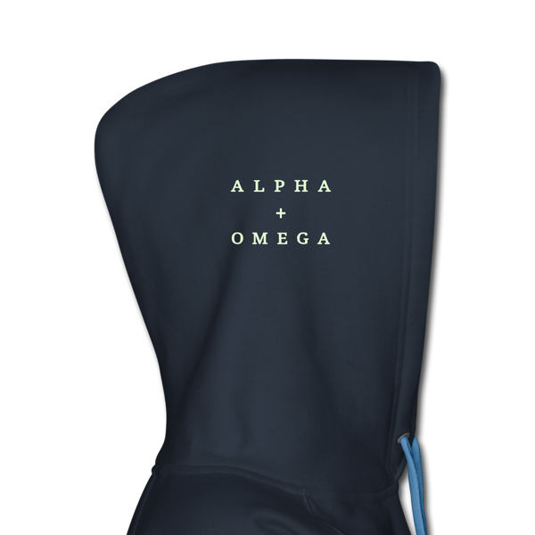 Alpha + Omega White Women’s Premium Hoodie - navy