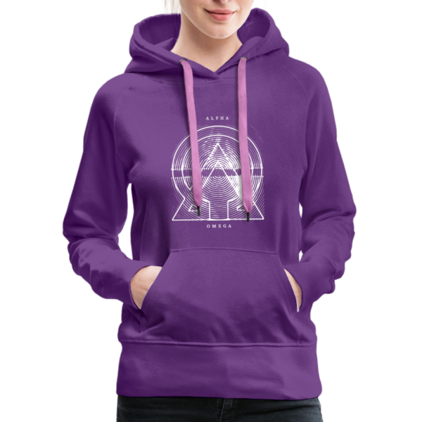 Alpha + Omega White Women’s Premium Hoodie - purple