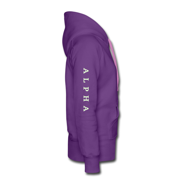Alpha + Omega White Women’s Premium Hoodie - purple