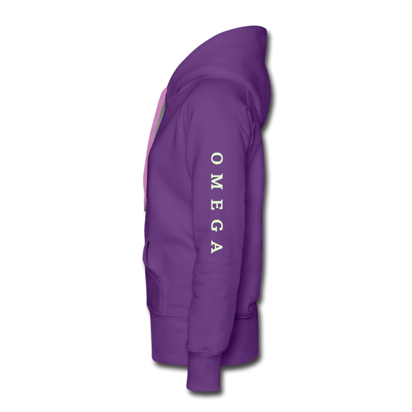 Alpha + Omega White Women’s Premium Hoodie - purple
