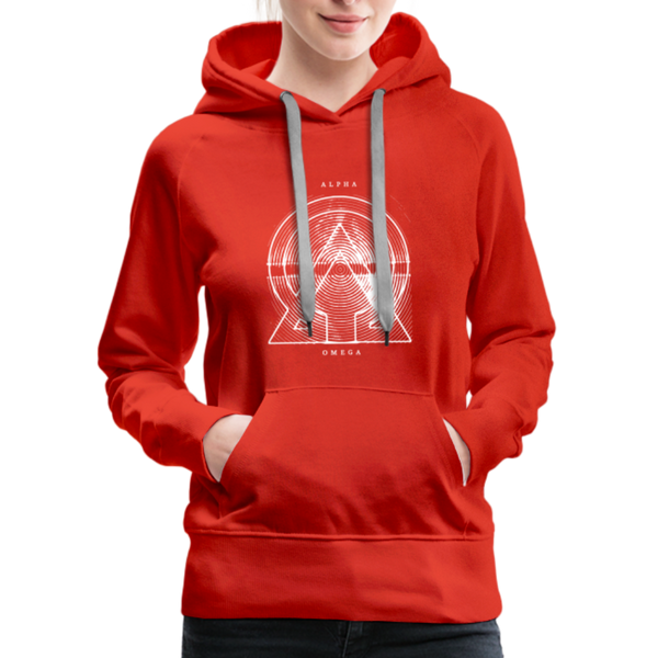 Alpha + Omega White Women’s Premium Hoodie - red