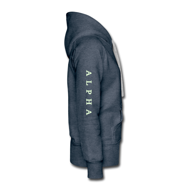 Alpha + Omega White Women’s Premium Hoodie - heather denim