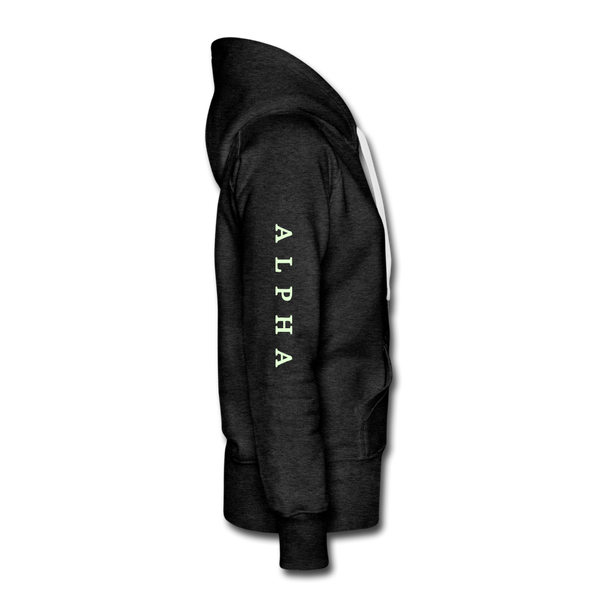 Alpha + Omega White Women’s Premium Hoodie - charcoal gray