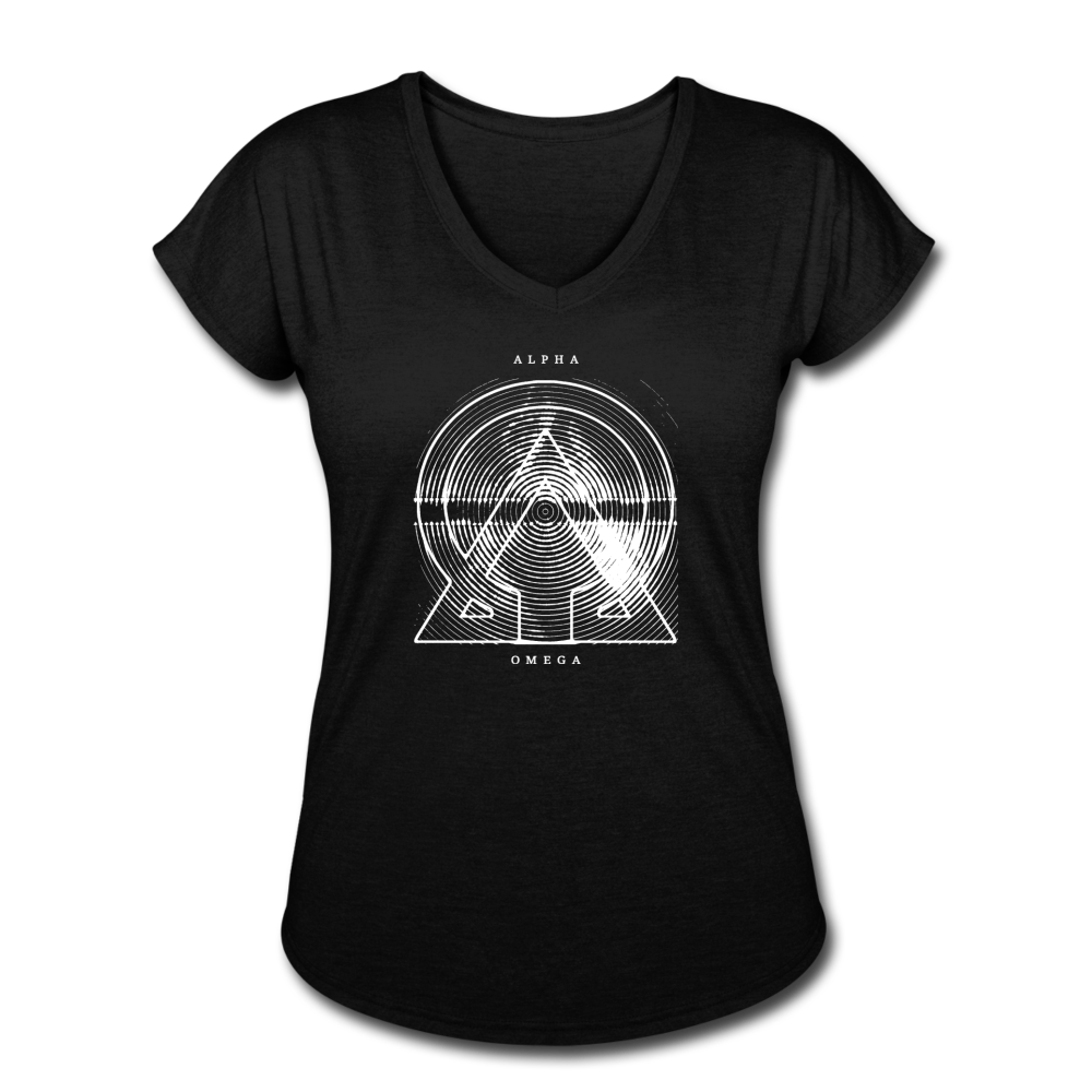 Alpha + Omega White Women's Tri-Blend V-Neck T-Shirt - black