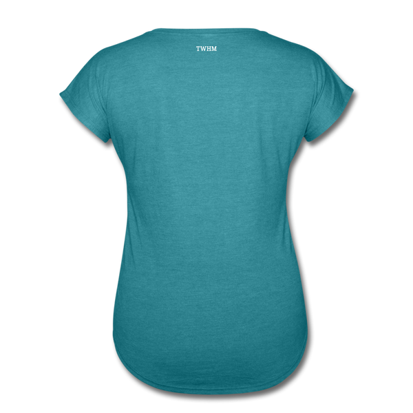 Alpha + Omega White Women's Tri-Blend V-Neck T-Shirt - heather turquoise