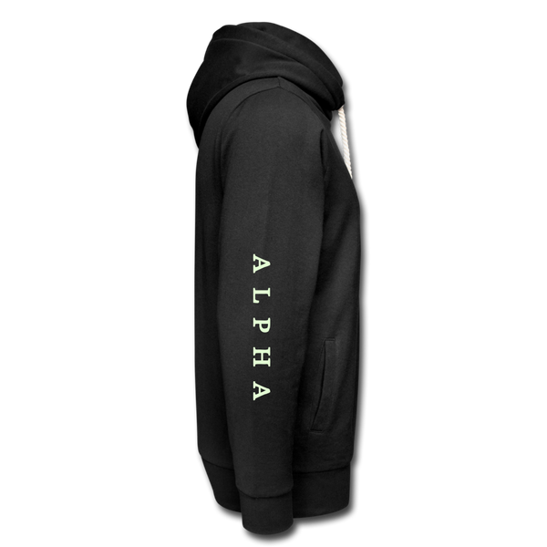 Alpha + Omega White Women's Shawl Collar Hoodie - black