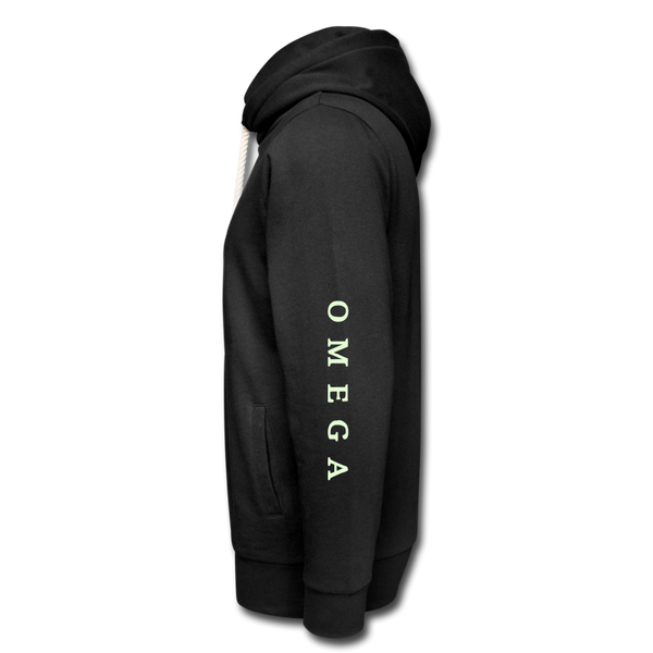 Alpha + Omega White Women's Shawl Collar Hoodie - black