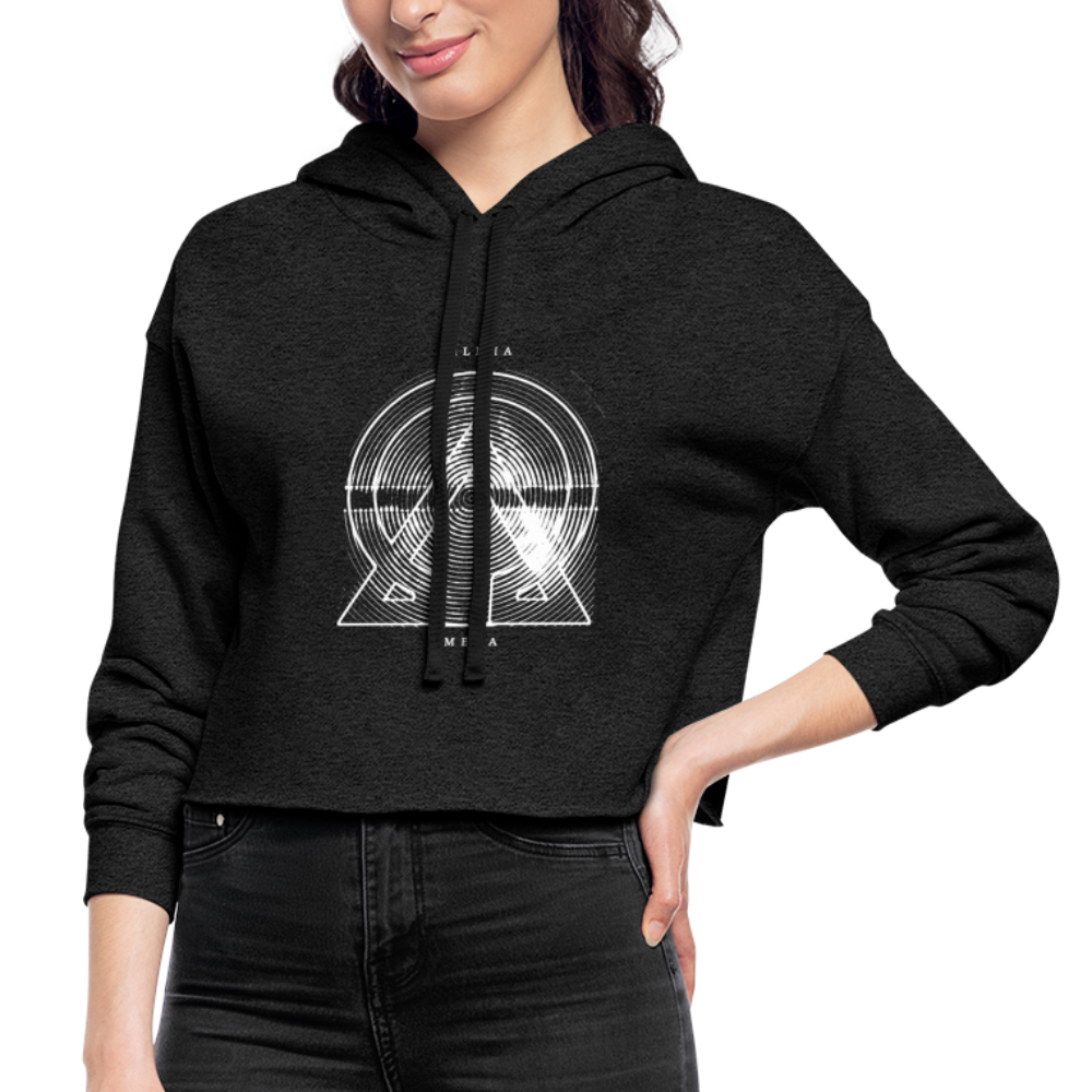 Alpha + Omega White Women's Cropped Hoodie - deep heather