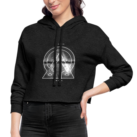 Alpha + Omega White Women's Cropped Hoodie - deep heather