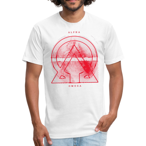 Alpha + Omega Red Fitted Cotton/Poly T-Shirt by Next Level - white