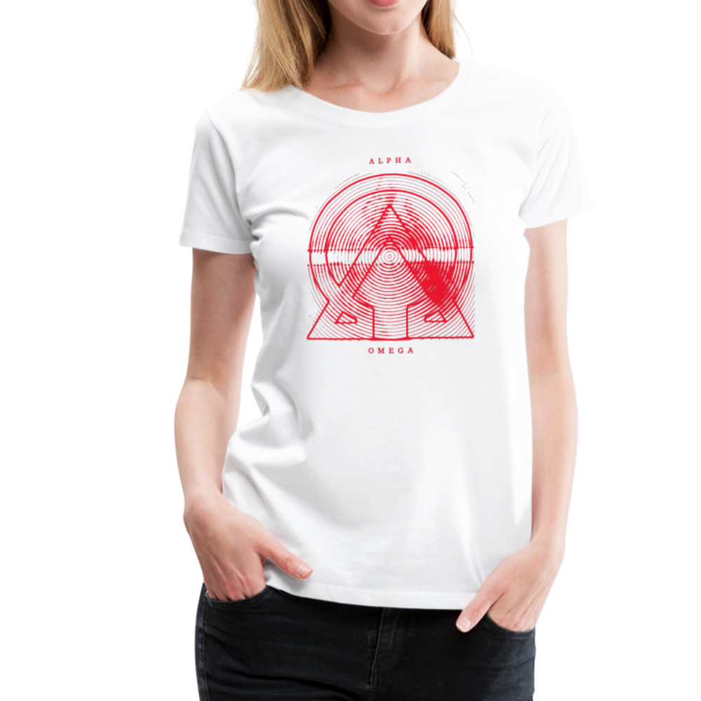 Alpha + Omega Red Women’s Premium T-Shirt - white