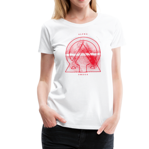 Alpha + Omega Red Women’s Premium T-Shirt - white