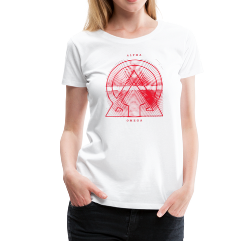 Alpha + Omega Red Women’s Premium T-Shirt - white