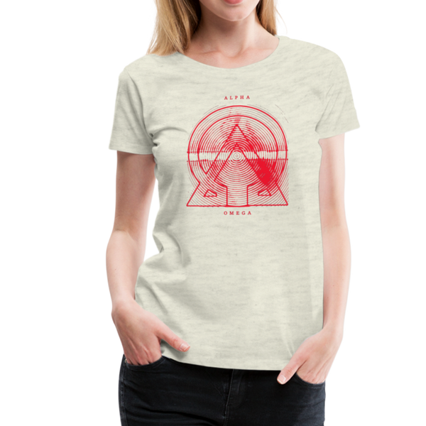 Alpha + Omega Red Women’s Premium T-Shirt - heather oatmeal