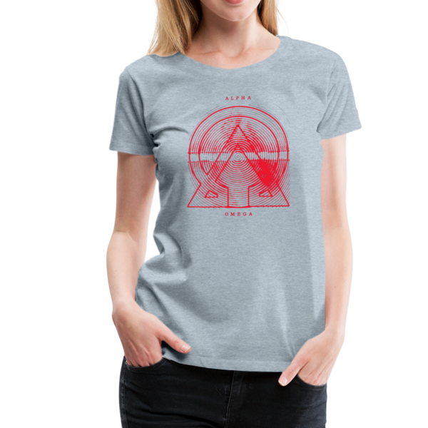 Alpha + Omega Red Women’s Premium T-Shirt - heather ice blue