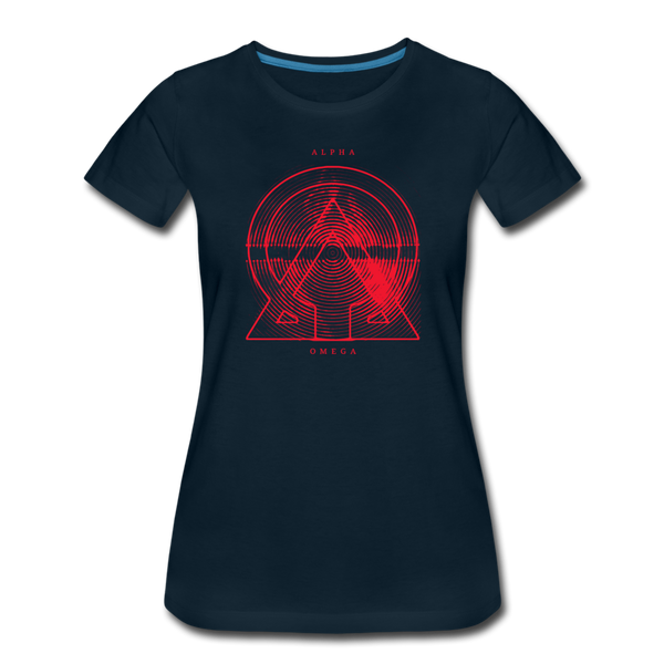 Alpha + Omega Red Women’s Premium T-Shirt - deep navy