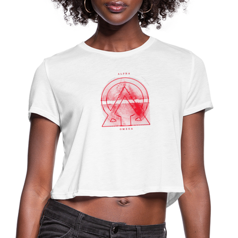 Alpha + Omega Red Women's Bella + Canvas Cropped T-Shirt - white