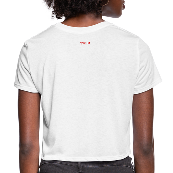 Alpha + Omega Red Women's Bella + Canvas Cropped T-Shirt - white