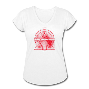 Alpha + Omega Red Women's Tri-Blend V-Neck T-Shirt - white