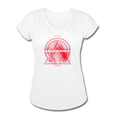 Alpha + Omega Red Women's Tri-Blend V-Neck T-Shirt - white