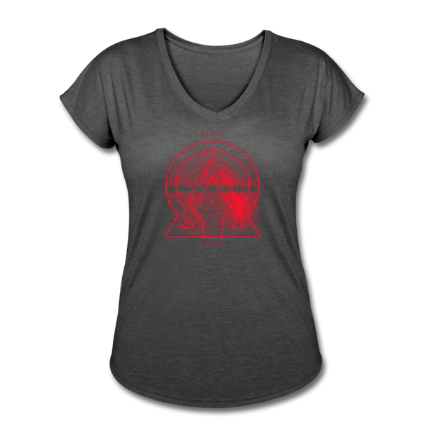 Alpha + Omega Red Women's Tri-Blend V-Neck T-Shirt - deep heather