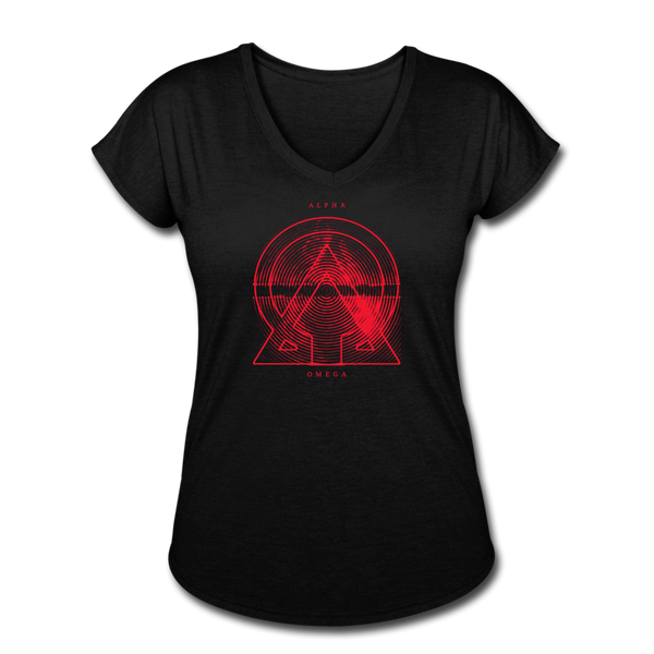 Alpha + Omega Red Women's Tri-Blend V-Neck T-Shirt - black