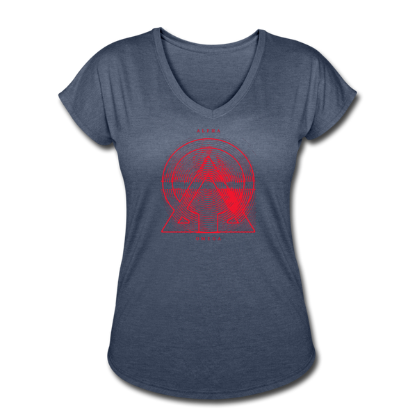 Alpha + Omega Red Women's Tri-Blend V-Neck T-Shirt - navy heather