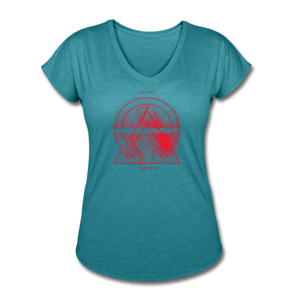 Alpha + Omega Red Women's Tri-Blend V-Neck T-Shirt - heather turquoise