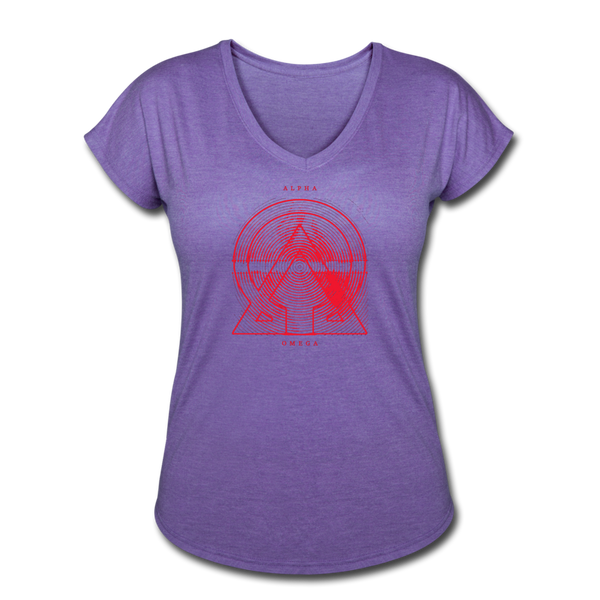 Alpha + Omega Red Women's Tri-Blend V-Neck T-Shirt - purple heather