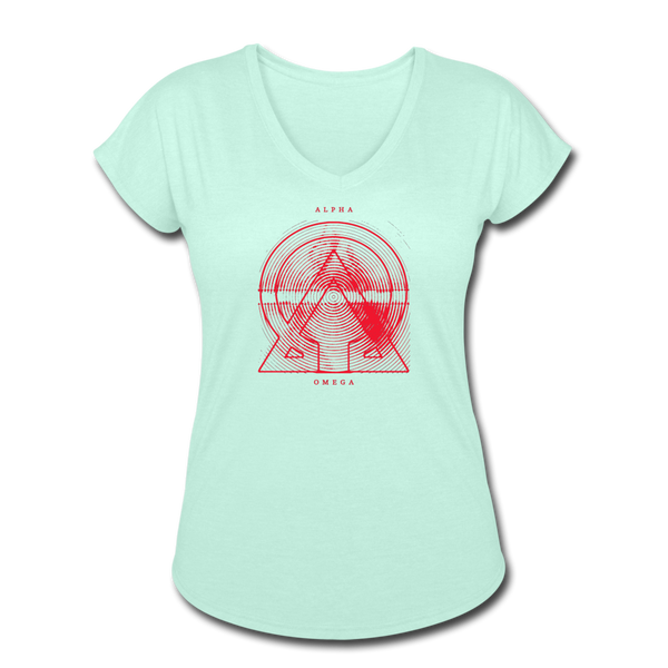 Alpha + Omega Red Women's Tri-Blend V-Neck T-Shirt - mint