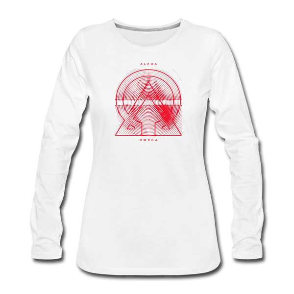 Alpha + Omega Red Women's Premium Long Sleeve T-Shirt - white