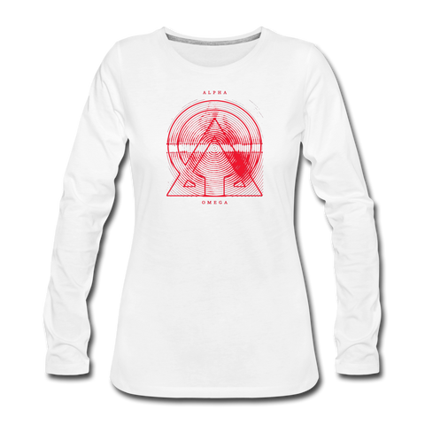 Alpha + Omega Red Women's Premium Long Sleeve T-Shirt - white