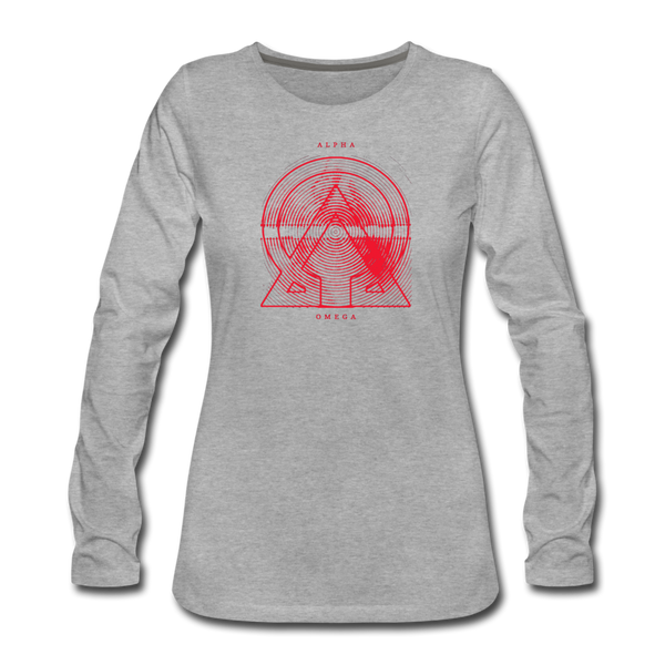 Alpha + Omega Red Women's Premium Long Sleeve T-Shirt - heather gray