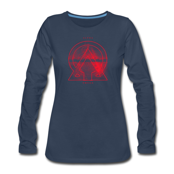 Alpha + Omega Red Women's Premium Long Sleeve T-Shirt - navy