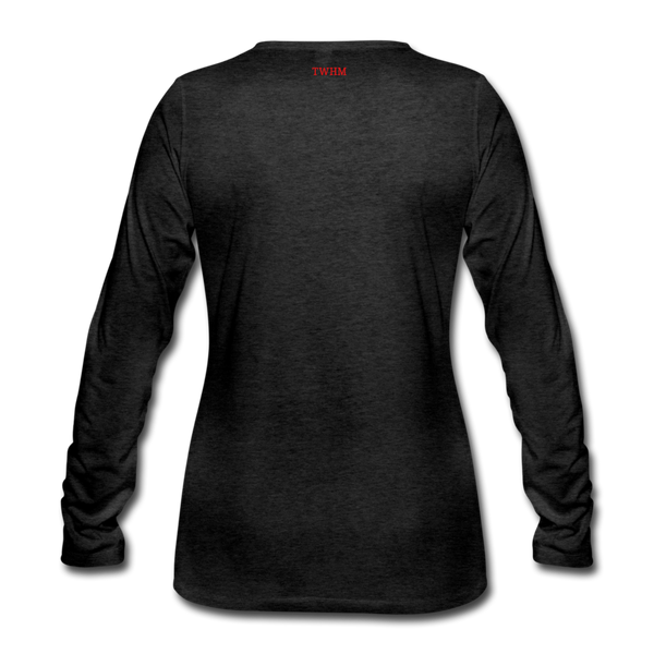 Alpha + Omega Red Women's Premium Long Sleeve T-Shirt - charcoal gray