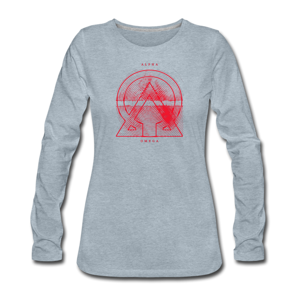 Alpha + Omega Red Women's Premium Long Sleeve T-Shirt - heather ice blue