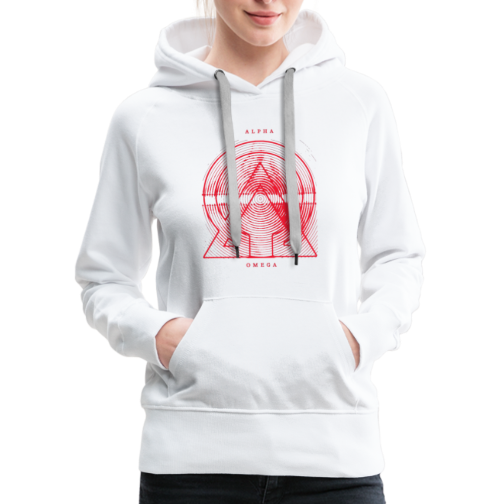 Alpha + Omega Red Women’s Premium Hoodie - white