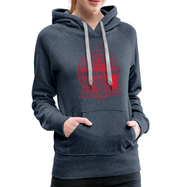 Alpha + Omega Red Women’s Premium Hoodie - heather denim