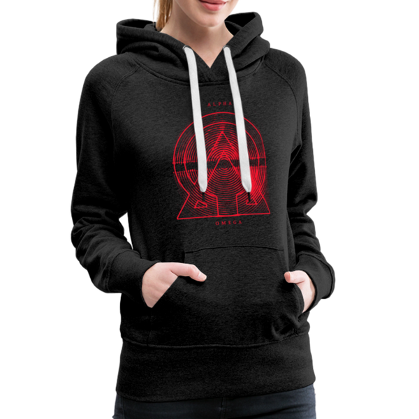 Alpha + Omega Red Women’s Premium Hoodie - charcoal gray